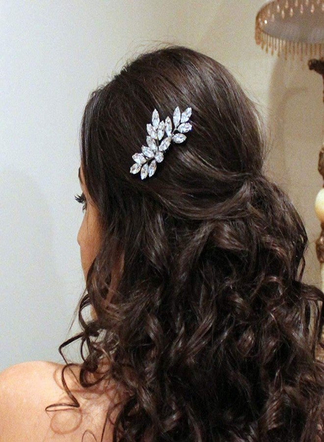 Artmiss Wedding Hair Barrettes Flower Crystal Hair Pins Silver Hair Accessories for Women Brides - Image 1